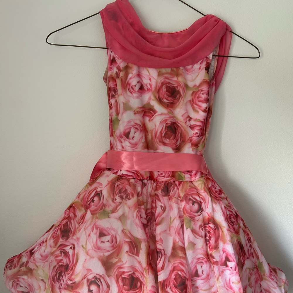 Floral dress with attached dance leotard underneath